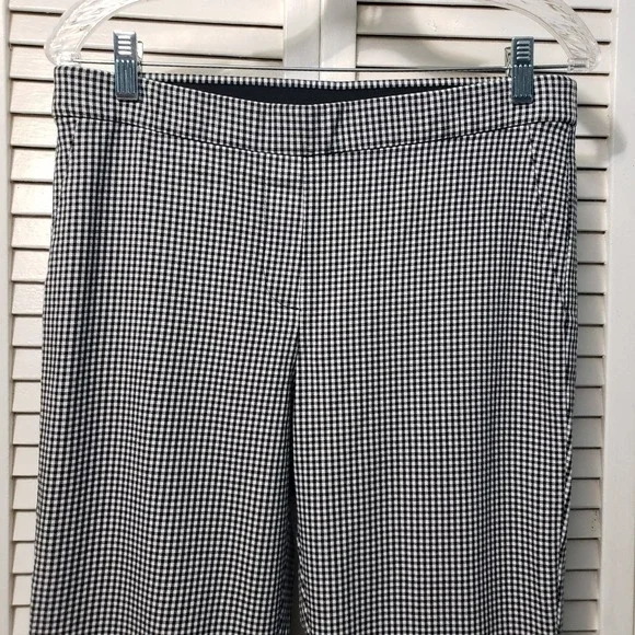 J.Jill Pull-on Pants Women's Size 10 Black White Gingham Straight Leg Stretch - Picture 2 of 10